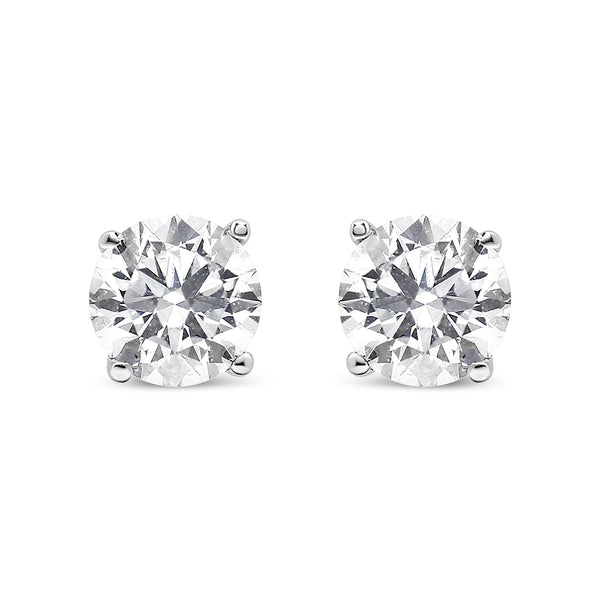 14K White Gold 1/2 Cttw 4-Prong Set Lab Grown Solitaire Diamond Push Back Stud Earrings (F-G Color, VS2-SI1 Clarity)