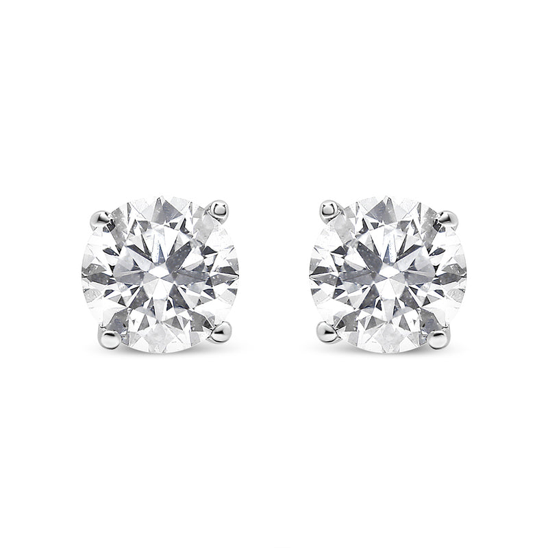 14K White Gold 1/2 Cttw 4-Prong Set Lab Grown Solitaire Diamond Push Back Stud Earrings (F-G Color, VS2-SI1 Clarity)