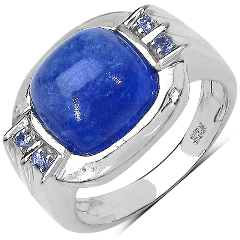 6.31 Carat Genuine Tanzanite .925 Sterling Silver Ring