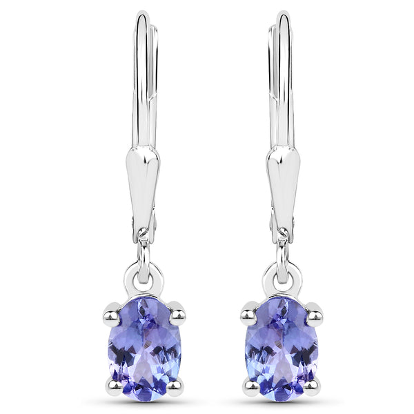 1.20 Carat Genuine Tanzanite .925 Sterling Silver Earrings