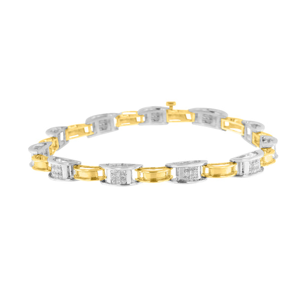 14K Two-Tone Gold 1 ct TDW Diamond Chain Link Bracelet (H-IS12-I1)