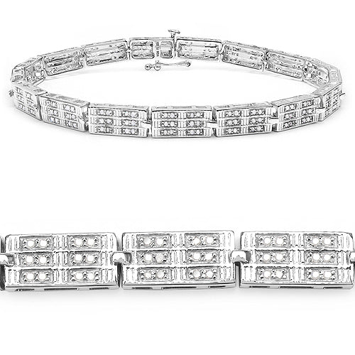 1.16 Carat Genuine White Diamond 14K White Gold Plated .925 Sterling Silver Bracelet