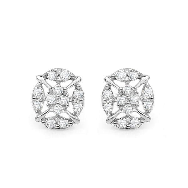 0.35 Carat Genuine White Diamond 14K White Gold Earrings (G-H Color, SI1-SI2 Clarity)