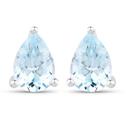 1.64 Carat Genuine Blue Topaz .925 Sterling Silver Earrings