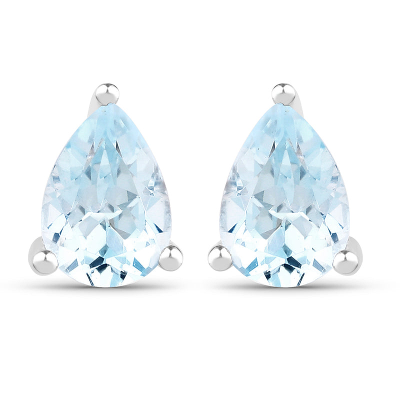 1.64 Carat Genuine Blue Topaz .925 Sterling Silver Earrings