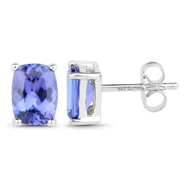 2.10 Carat Genuine Tanzanite .925 Sterling Silver Earrings