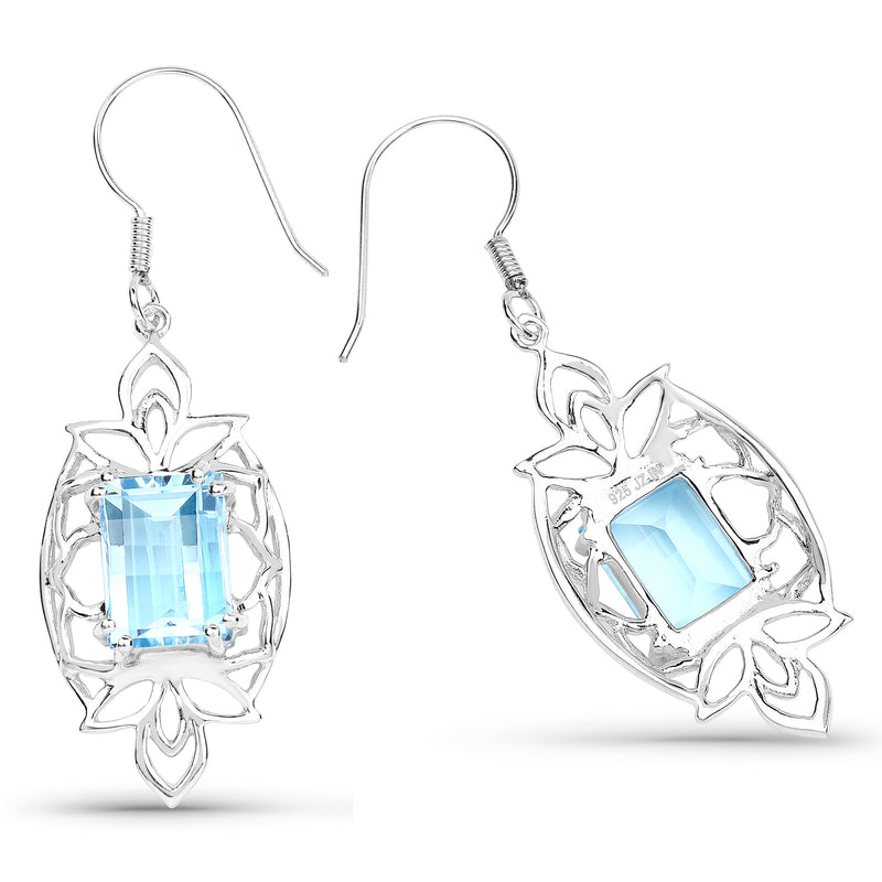 15.02 Carat Genuine Blue Topaz .925 Sterling Silver Earrings