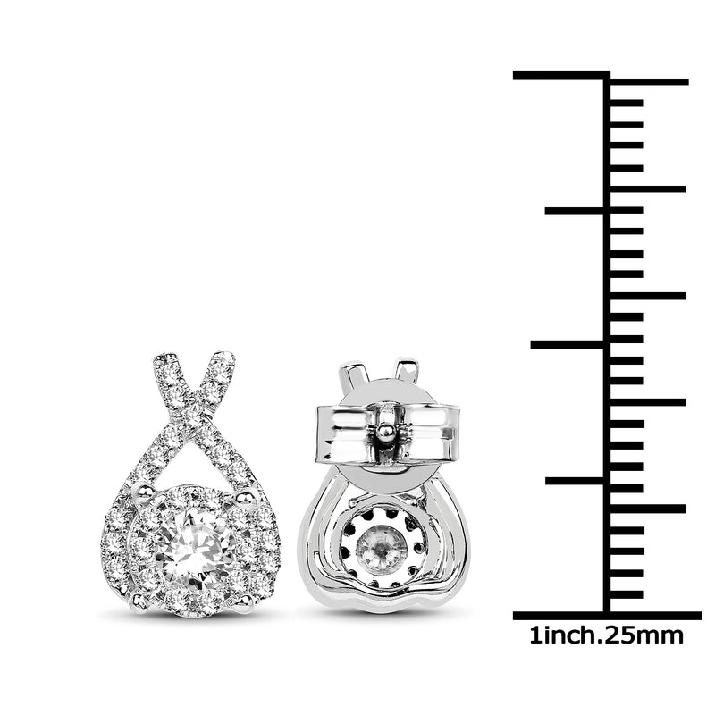 0.86 Carat Genuine White Diamond 14K White Gold Earrings (G-H Color, SI1-SI2 Clarity)