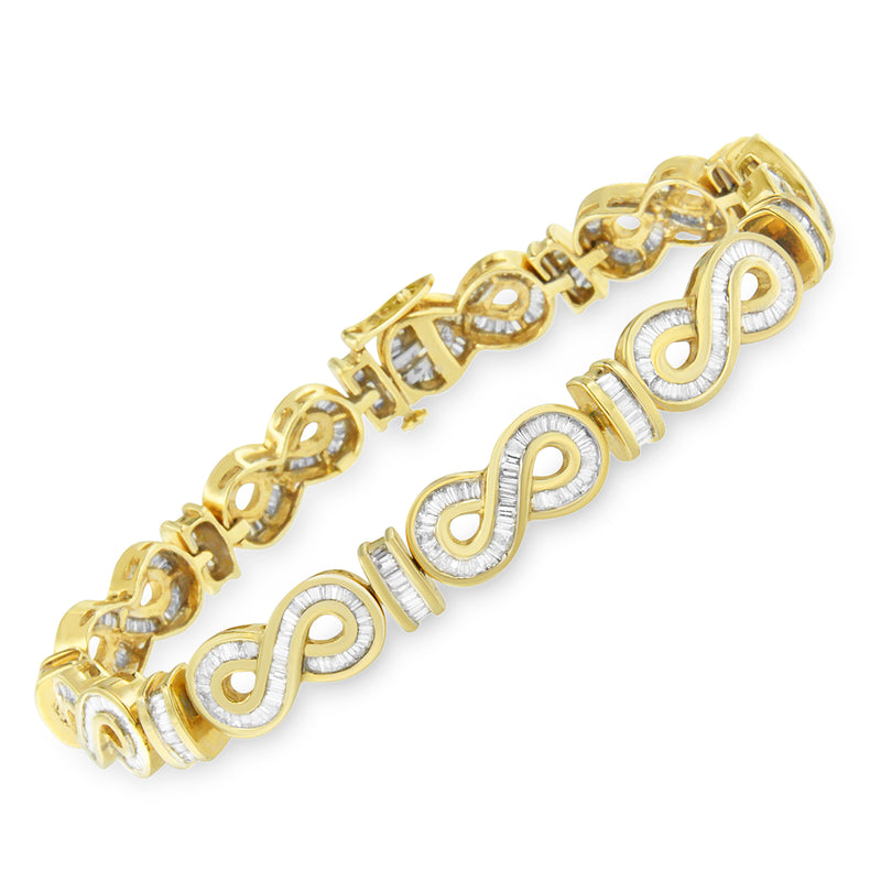14K Yellow Gold Baguette-Cut Diamond Bracelet (4.00 cttw, G-H Color, SI1-SI2 Clarity)