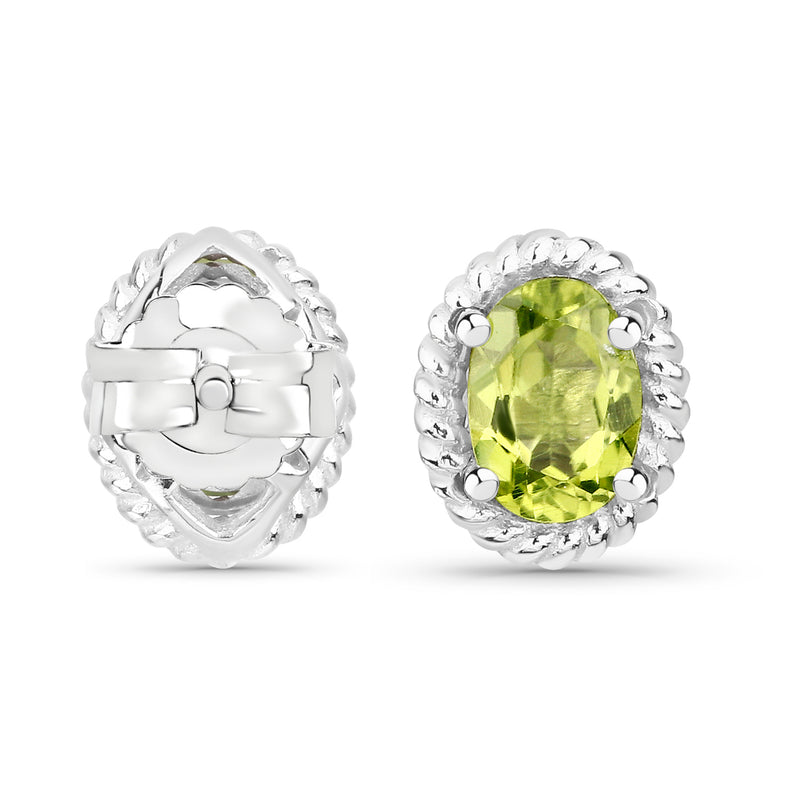 1.66 Carat Genuine Peridot .925 Sterling Silver Earrings