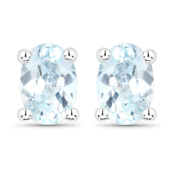 1.46 Carat Genuine Blue Topaz .925 Sterling Silver Earrings