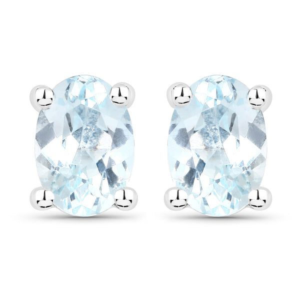 1.46 Carat Genuine Blue Topaz .925 Sterling Silver Earrings