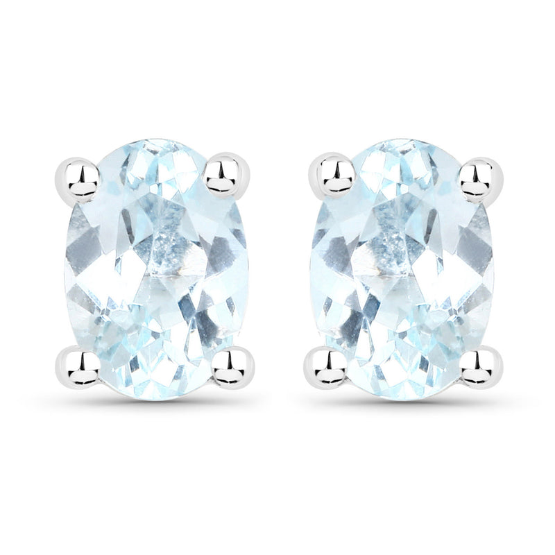 1.46 Carat Genuine Blue Topaz .925 Sterling Silver Earrings