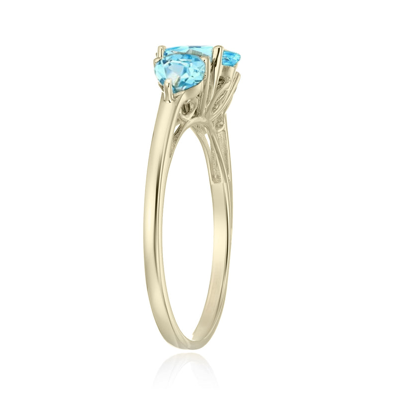 10K Yellow Gold With Swiss Blue Topaz Ring