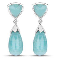 35.10 Carat Genuine Amazonite .925 Sterling Silver Earrings