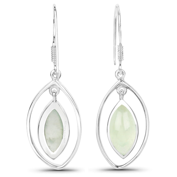 6.76 Carat Genuine Prehnite .925 Sterling Silver Earrings