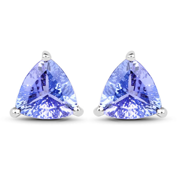 1.65 Carat Genuine Tanzanite 14K White Gold Earrings