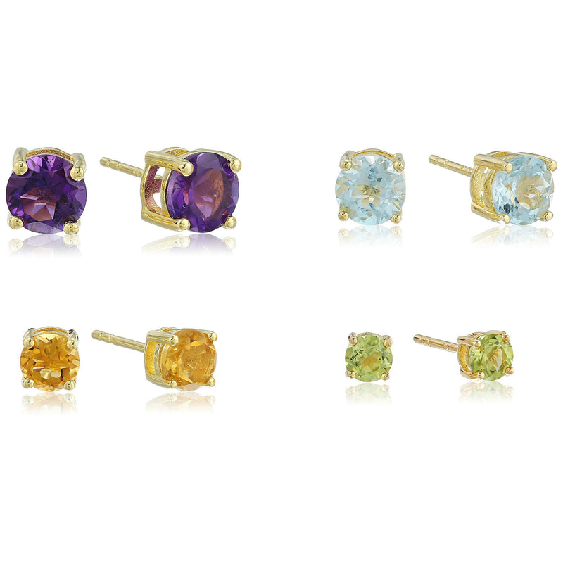 925 Sterling Silver Women Stud Earring African Amethyst