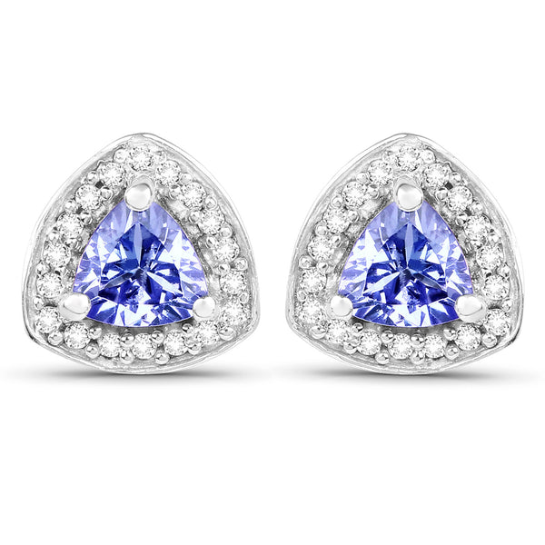 1.06 Carat Genuine Tanzanite and White Topaz .925 Sterling Silver Earrings