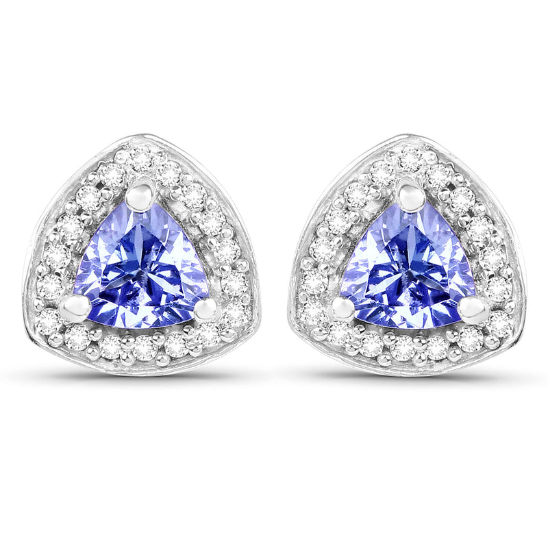 1.06 Carat Genuine Tanzanite and White Topaz .925 Sterling Silver Earrings