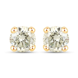 0.86 Carat Genuine LB Diamond 14K Yellow Gold Earrings