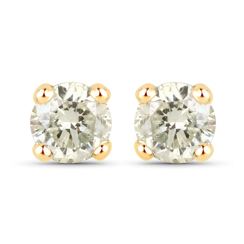 0.86 Carat Genuine LB Diamond 14K Yellow Gold Earrings