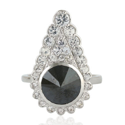 Studded Diamond Statement Ring Solid 18k White Gold Fine Jewelry