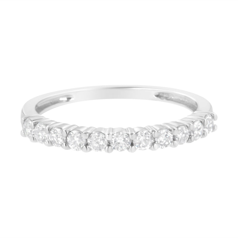 .925 Sterling Silver 1/2 cttw Shared Prong-Set Brilliant Round-Cut Diamond 11 Stone Band Ring (I-J Color, SI2-I1 Clarity) - Size 7