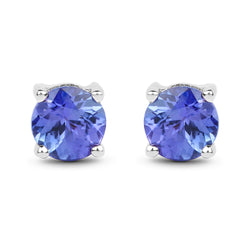 0.57 Carat Genuine Tanzanite 14K White Gold Earrings