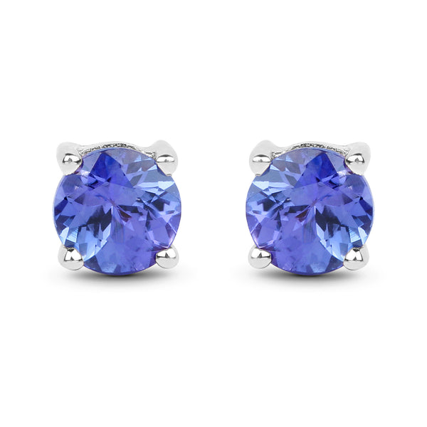 0.57 Carat Genuine Tanzanite 14K White Gold Earrings