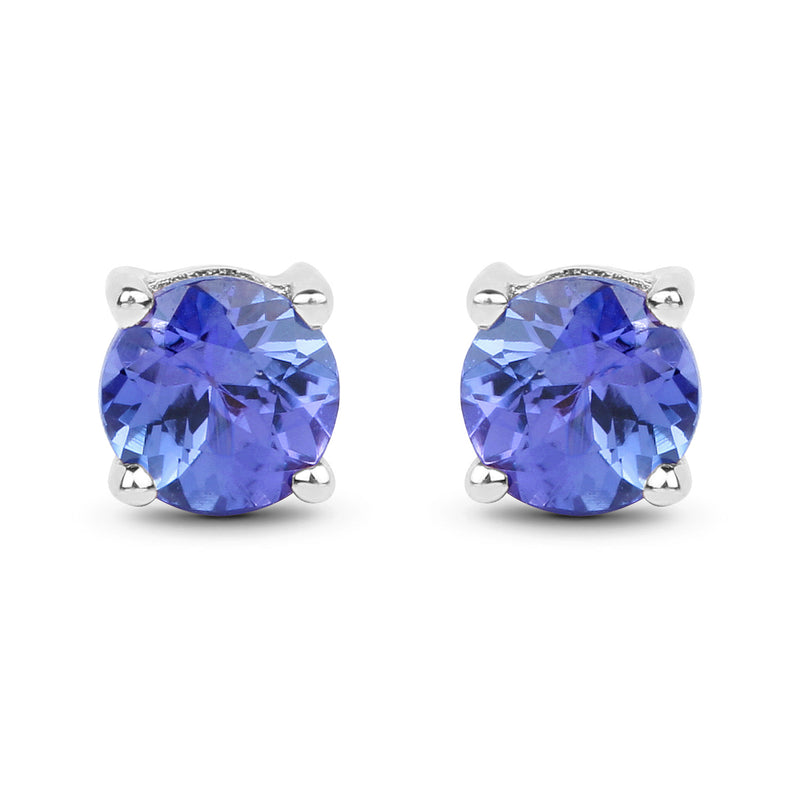 0.57 Carat Genuine Tanzanite 14K White Gold Earrings