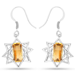 5.95 Carat Genuine Citrine .925 Sterling Silver Earrings