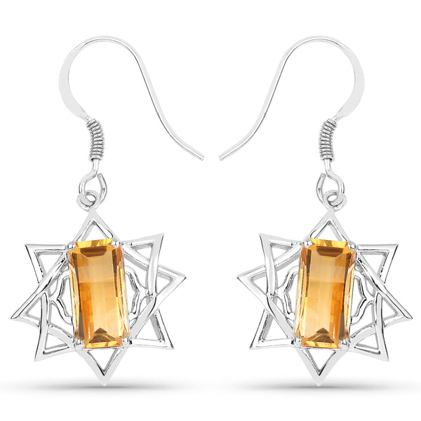 5.95 Carat Genuine Citrine .925 Sterling Silver Earrings