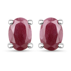 1.60 Carat Genuine Ruby .925 Sterling Silver Earrings