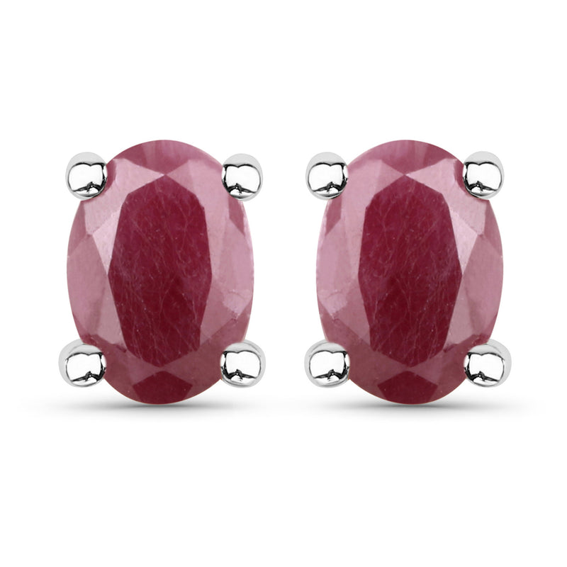 1.60 Carat Genuine Ruby .925 Sterling Silver Earrings