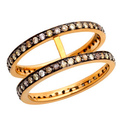 18k Solid Gold Natural Diamond Pave Insert Ring Womens Fashion Jewelry