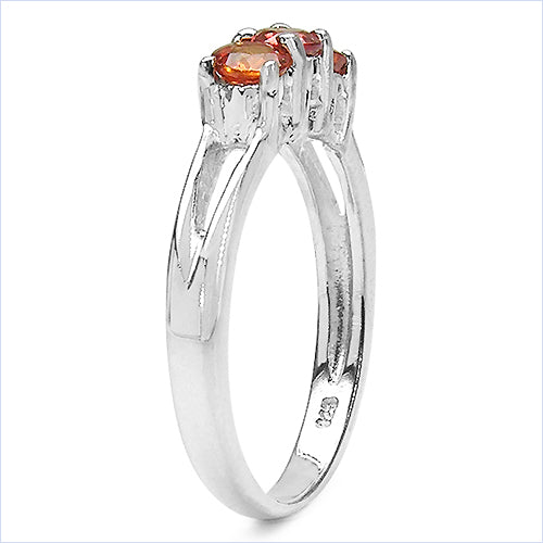 0.54 Carat Genuine Orange Sapphire .925 Sterling Silver Ring