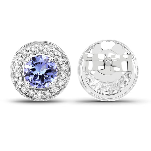 1.12 Carat Genuine Tanzanite and White Topaz .925 Sterling Silver Earrings