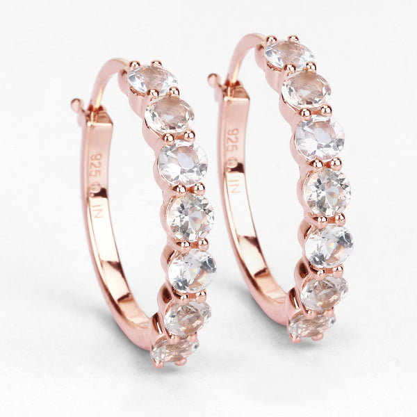 14K Rose Gold Plated 1.68 Carat Genuine Morganite .925 Sterling Silver Earrings