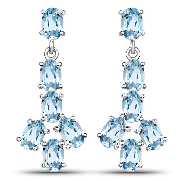 6.12 Carat Genuine Blue Topaz .925 Sterling Silver Earrings