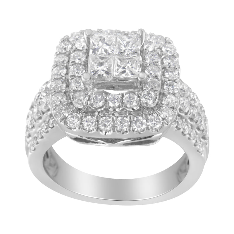 14KT White Gold Round and Princess Diamond Ring (2 1/4 cttw, H-I Color, SI1-SI2 Clarity)