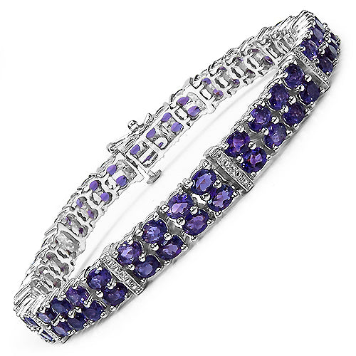 15.30 Carat Genuine Amethyst .925 Sterling Silver Bracelet