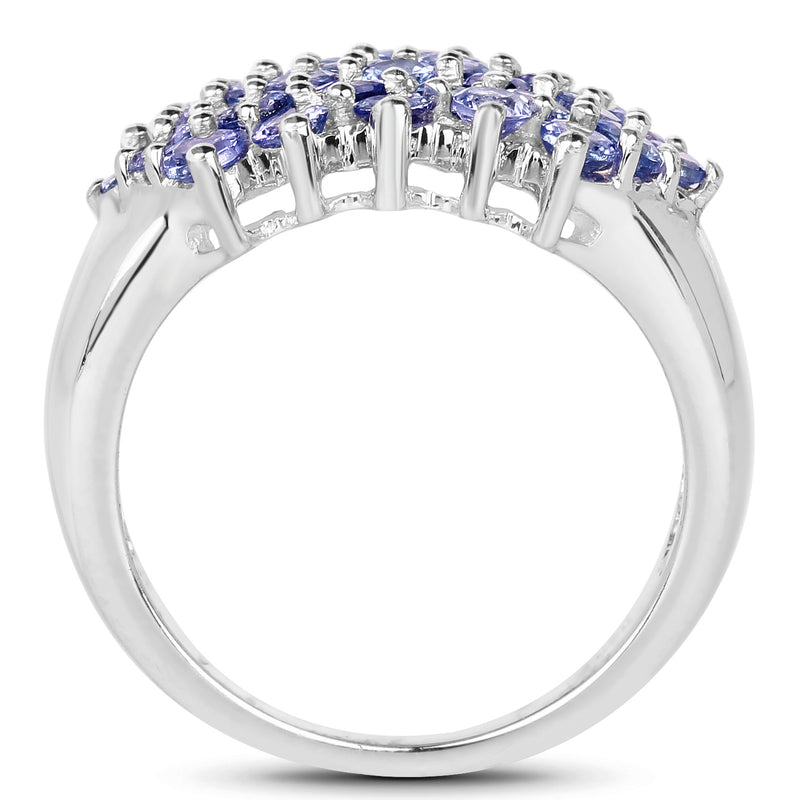 2.03 Carat Genuine Tanzanite .925 Sterling Silver Ring