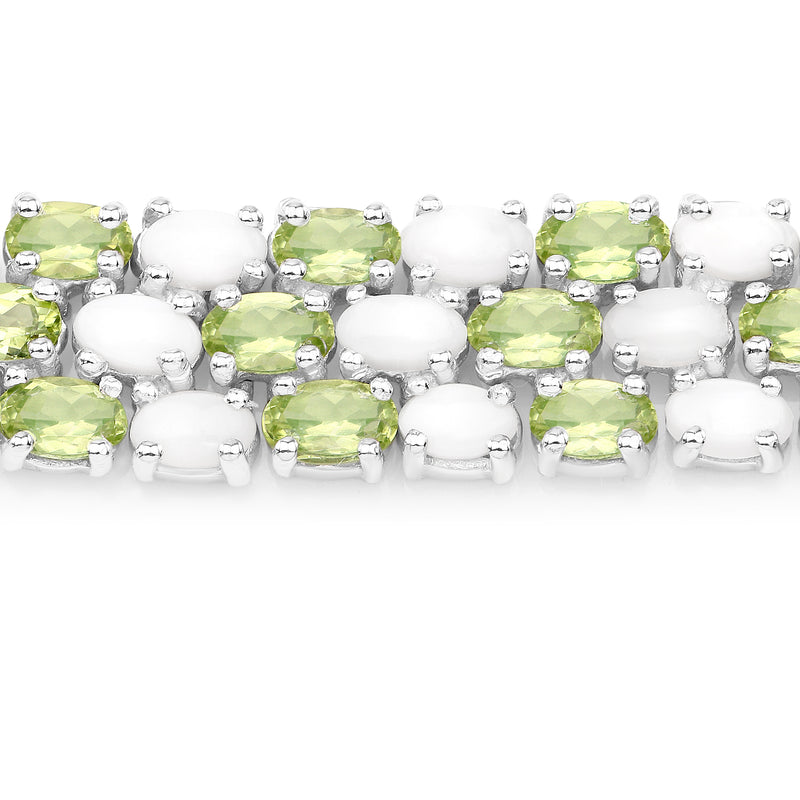 19.73 Carat Genuine Opal and Peridot .925 Sterling Silver Bracelet