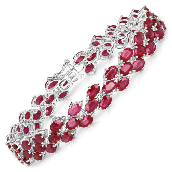 18.63 Carat Genuine Ruby 14K White Gold Bracelet