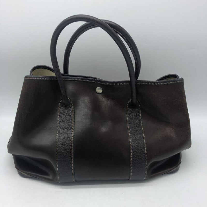 HERMES Garden Party PM Brown Leather Tote Bag Hermes