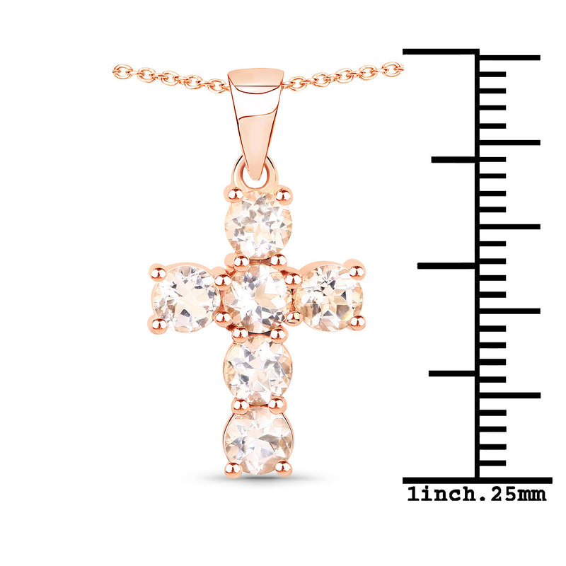 1.50 Carat Genuine Morganite .925 Sterling Silver Pendant