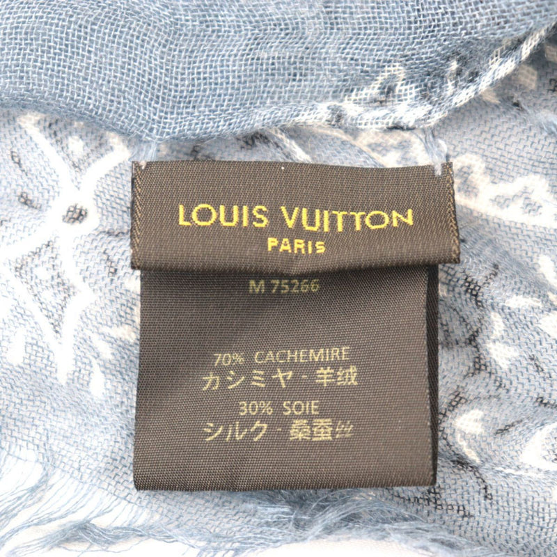 Louis Vuitton Bandana Patchwork Monogram Stole Blue Cashmere Silk Paisley M75266