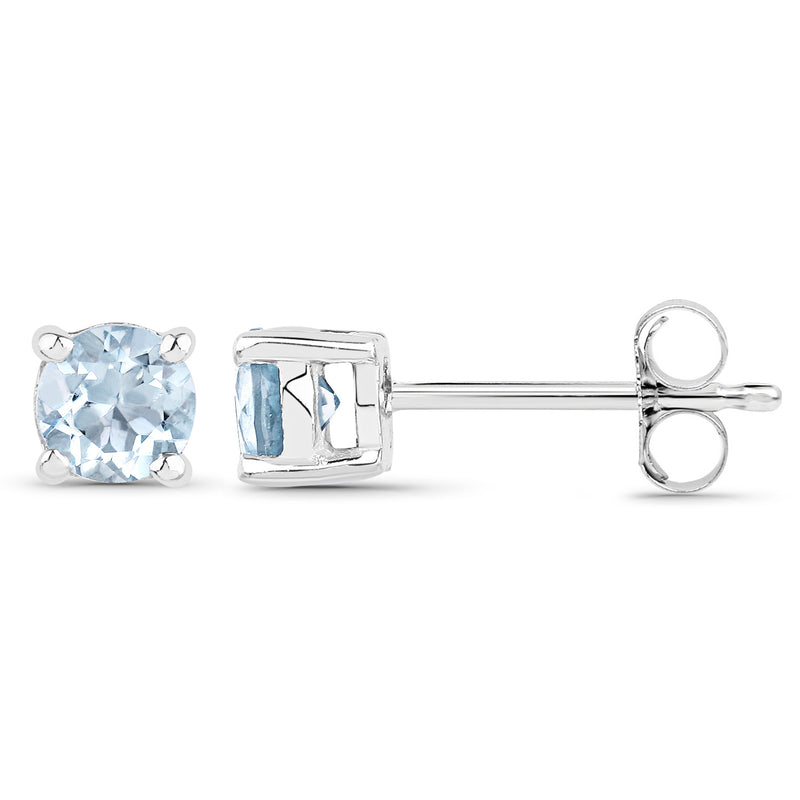 0.44 Carat Genuine Aquamarine .925 Sterling Silver Earrings