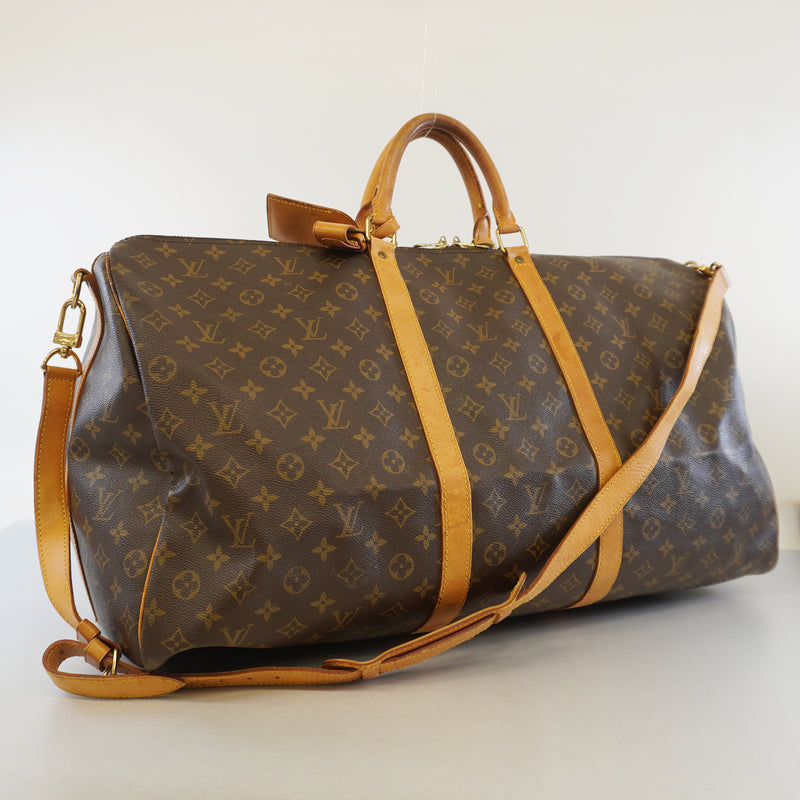 Auth Louis Vuitton Boston Bag Monogram Keepall Bandolier 60 M41412 Unisex